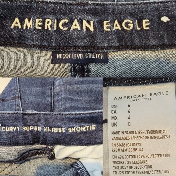 American Eagle Curvy Super Hi-Rise Shortie Cuff Jean Short Next Level Stretch 4 - Picture 8 of 8